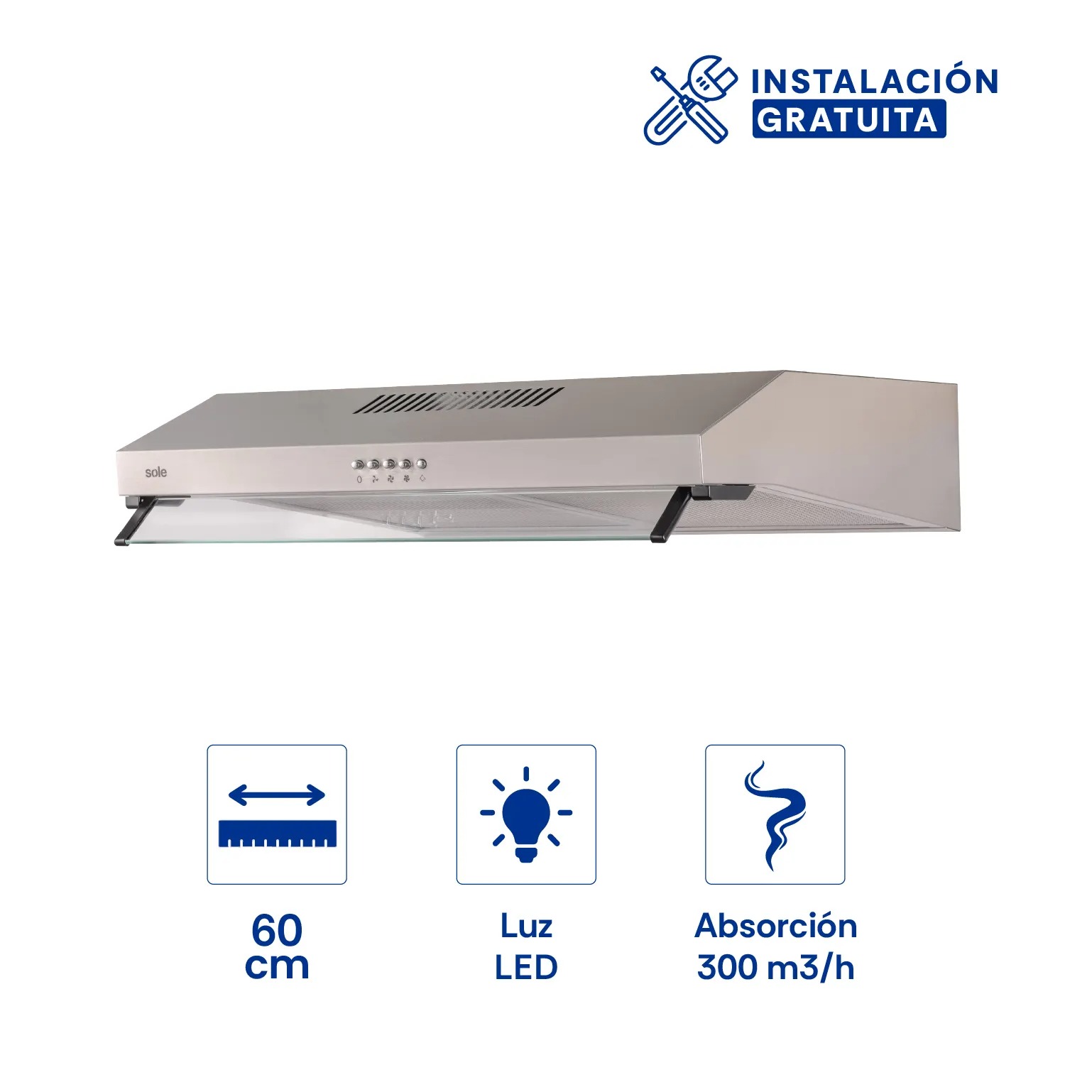Campana Extractora Roma Sole Acero Inoxidable 60cm 2 Campana Extractora Roma Sole Acero Inoxidable 60cm - Imagen 2