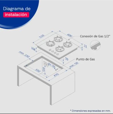 Encimera Vidrio Templado Sole a Gas 60cm 4 Encimera Vidrio Templado Sole a Gas 60cm - Imagen 4